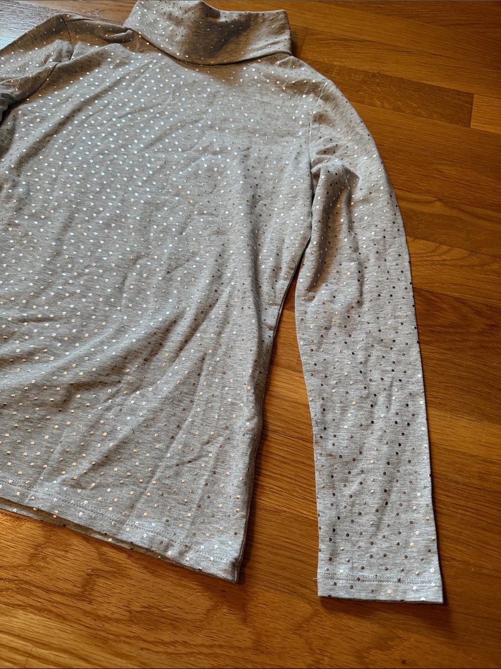 Talbots Silver Sparkle polka dot Turtleneck Long Sleeve Top - Picture 3 of 10